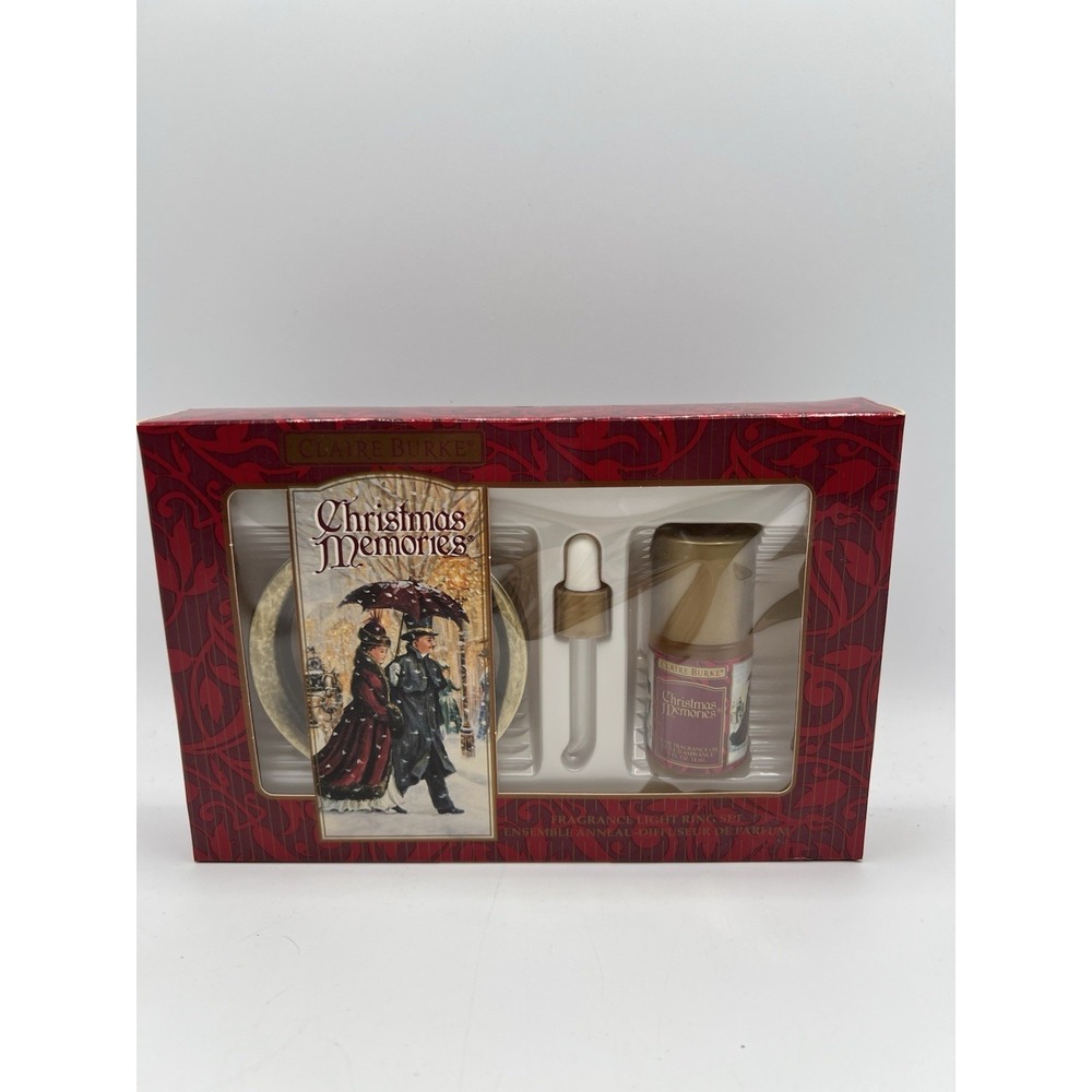 NIB Vtg Claire Burke Christmas Memories Fragrance Light Ring Set 0.5 oz 14ml